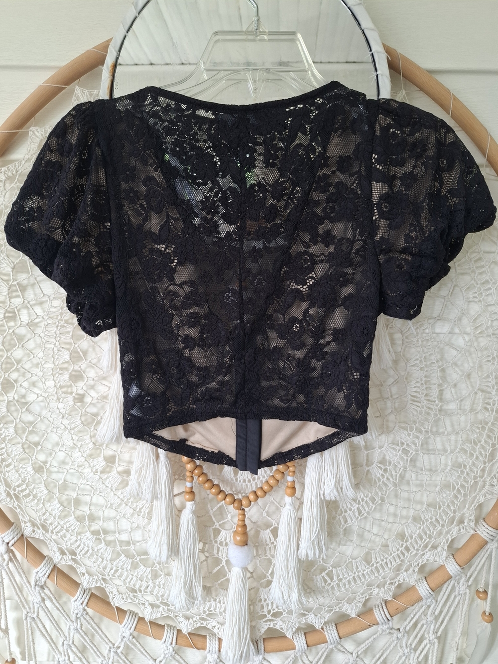 Lulus Sultry Black Lace Corset Crop Top Size Small - Picture 5 of 5